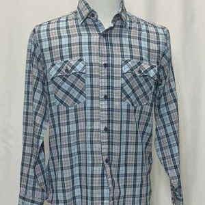 Vintage 70's Levi's Blue Plaid Summer Shirt Large